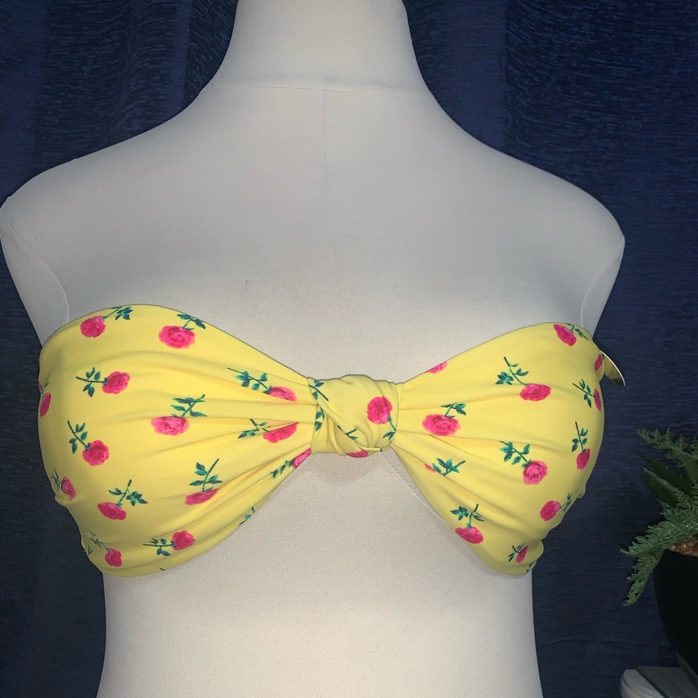 NWT FOREVER 21 XL Strapless Rose Print Bikini Top